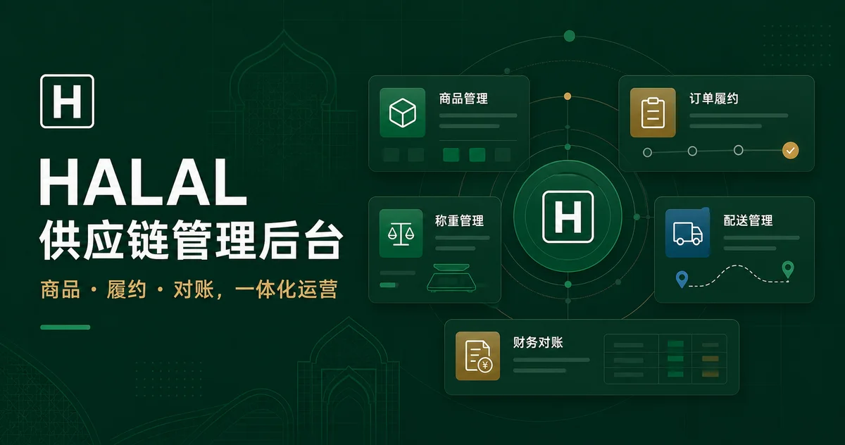 HALAL 供应链平台品牌与功能示意